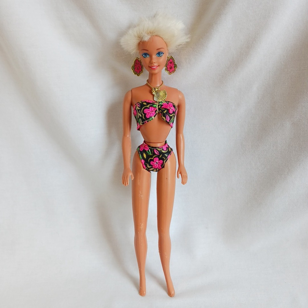 Barbie Tropical Splash Black Flower Print Bikini Set 1994